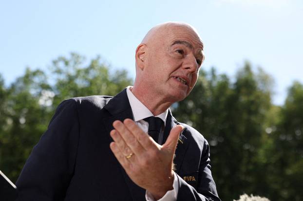 FILE PHOTO: FIFA President Gianni Infantino arrives at the stadium before a FIFA Under-20 Women's World Cup match