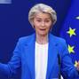European Commission President Ursula von der Leyen attends a press conference in Brussels