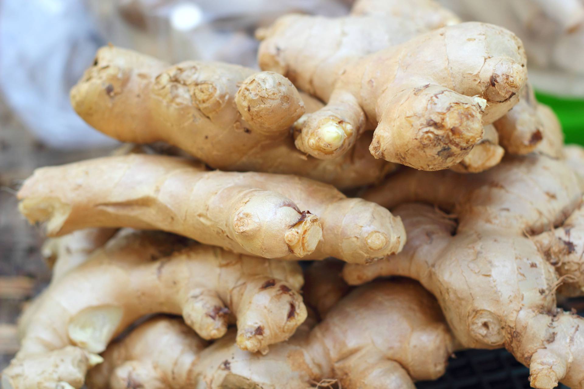 Ginger root in the market