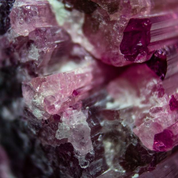 Natural tourmaline in the form of a needle unit macro