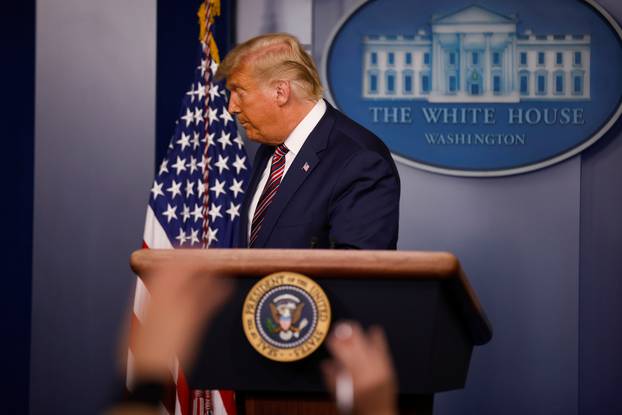 U.S. President Trump speaks to reporters about the 2020 presidential election at the White House in Washington