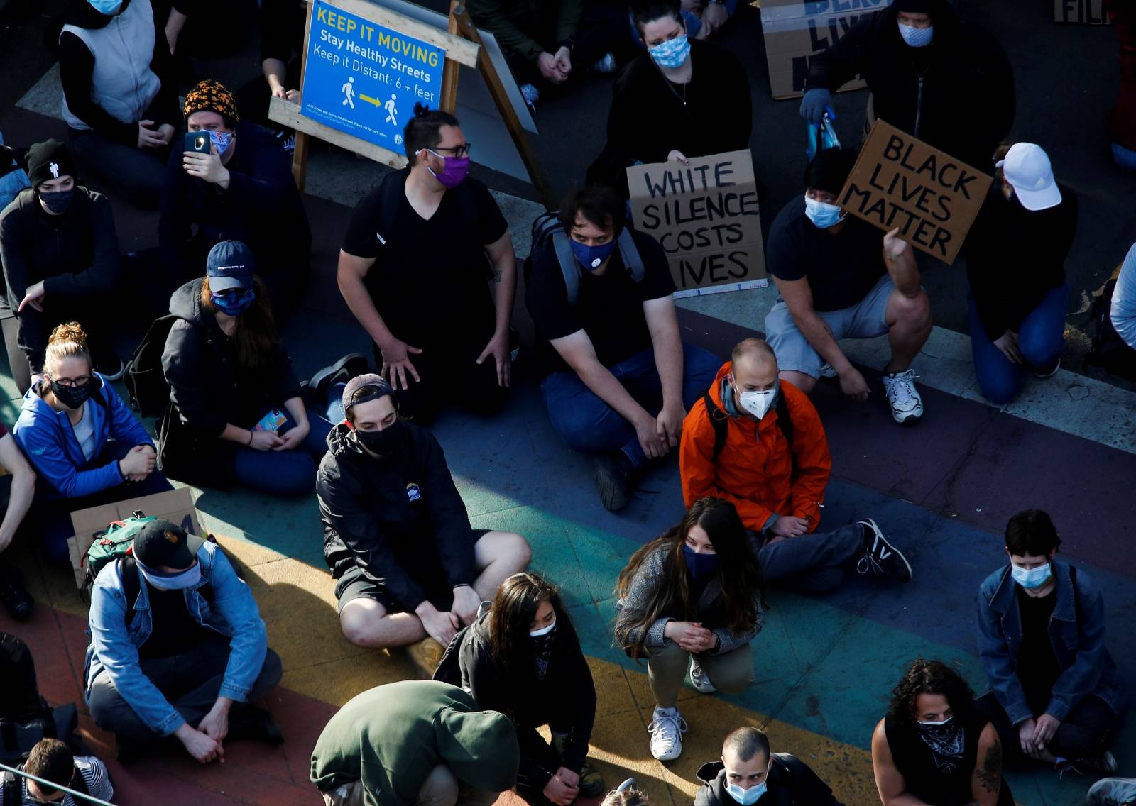 Protest against racial inequality in the aftermath of the death in Minneapolis police custody of George Floyd, in Seattle