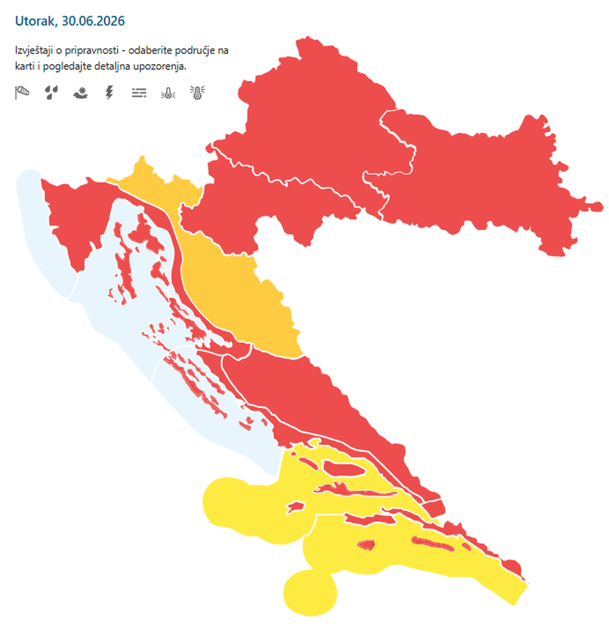 Danas se 'pržimo' na gotovo 40 °C, a onda stiže velika promjena vremena uz jako nevrijeme!