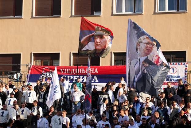 Serbian Progressive Party (SNS) candidate for Prime Minister Aleksandar Vucic attends a pre-election rally in Novi Sad