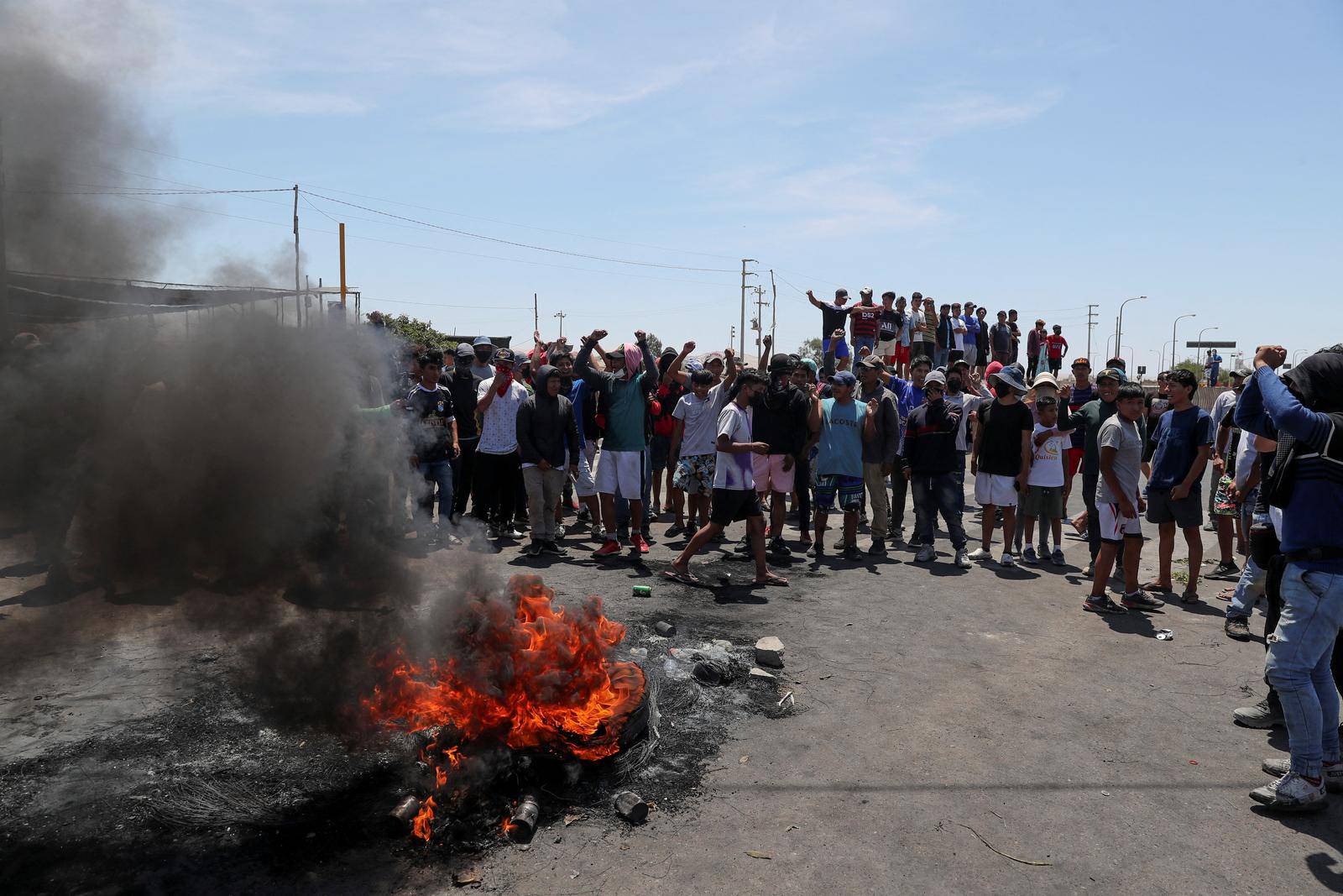 Demonstrators demand early elections and the release of Peruvian ousted leader Pedro Castillo, in Ica