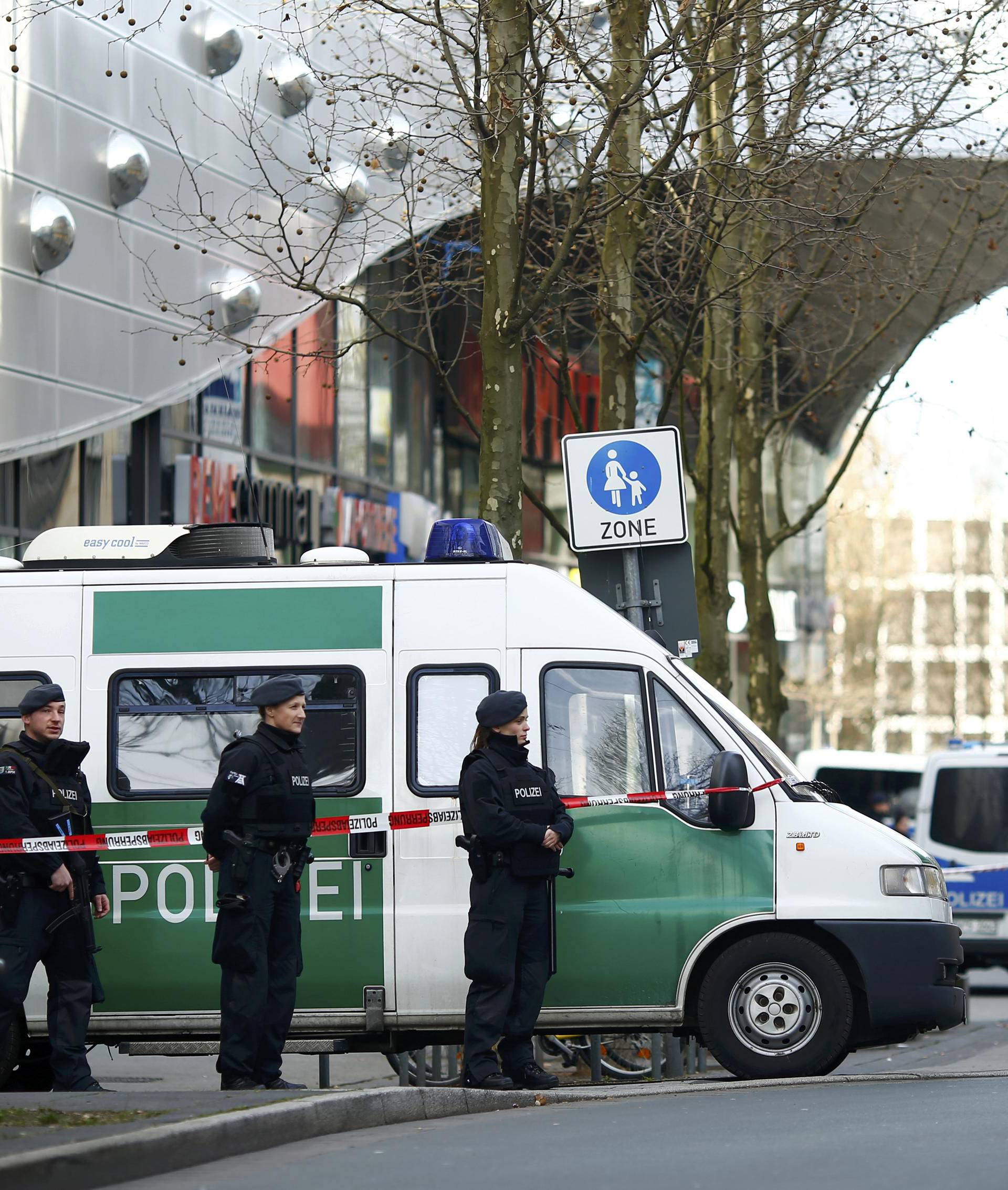 Police secures the area around Limbecker Platz shopping mall in Essen