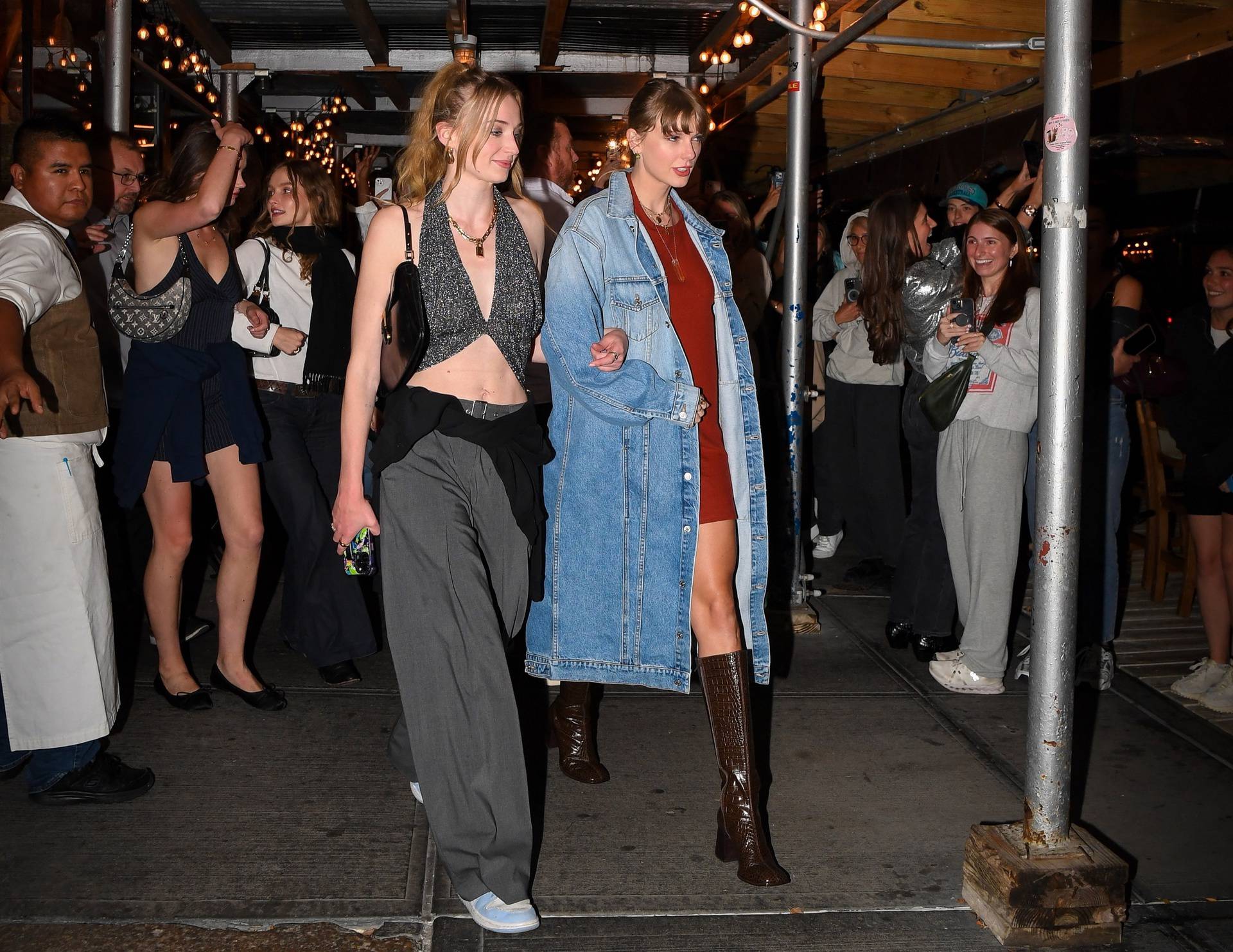 Taylor Swift and Sophie Turner seen at Via Carota Italian restaurant in the West Village