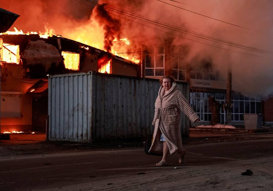 Russian missile and drone strike in Brovary