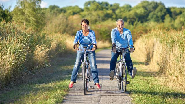 Senior,Couple,Riding,Bikes