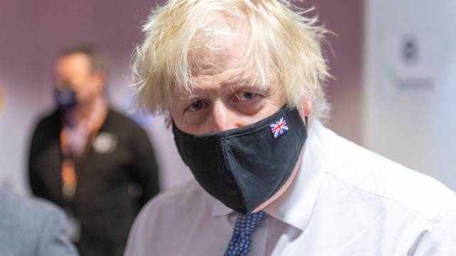 British Prime Minister Boris Johnson visits COVID-19 vaccination centre in Milton Keynes