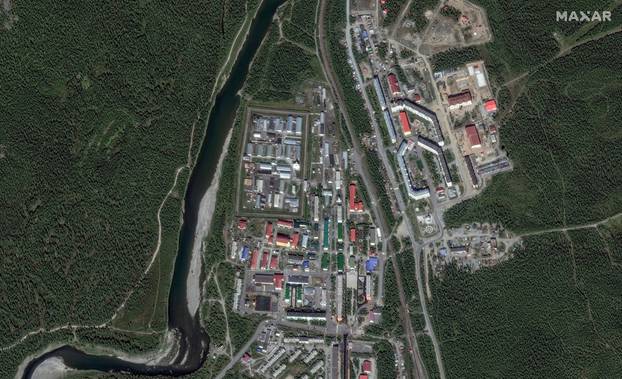 A satellite image shows the prison, where late Russian opposition politician Alexei Navalny served his jail term, in the settlement of Kharp