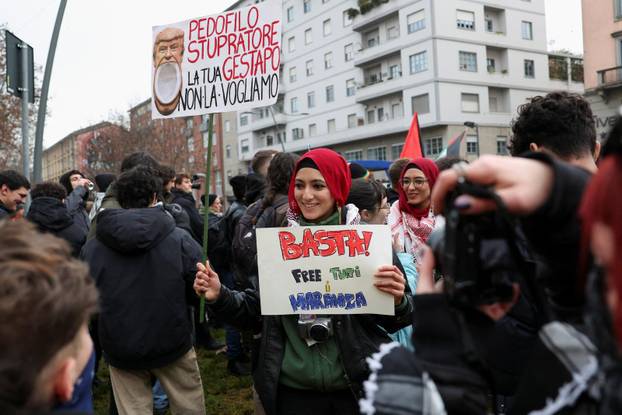 Demonstrators protest the 2026 Winter Olympics in Milan