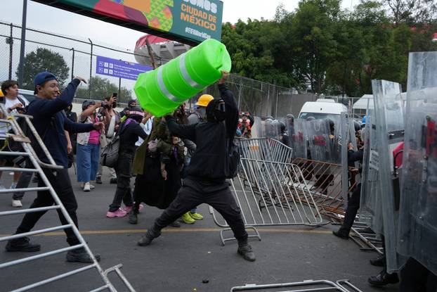 Protest march ahead of the opening match of the 2026 FIFA World Cup, in Mexico City
