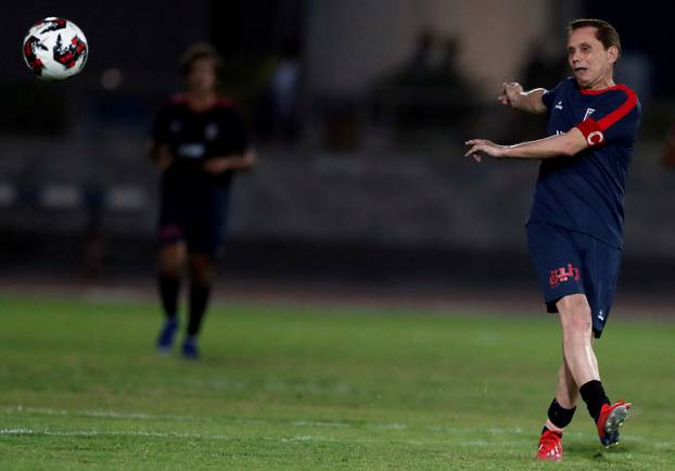 Ezzeldin Bahader, a 74-years-old Egyptian football player of 6th October Club is seen in action during a soccer match against El Ayat Sports Club of Egypt