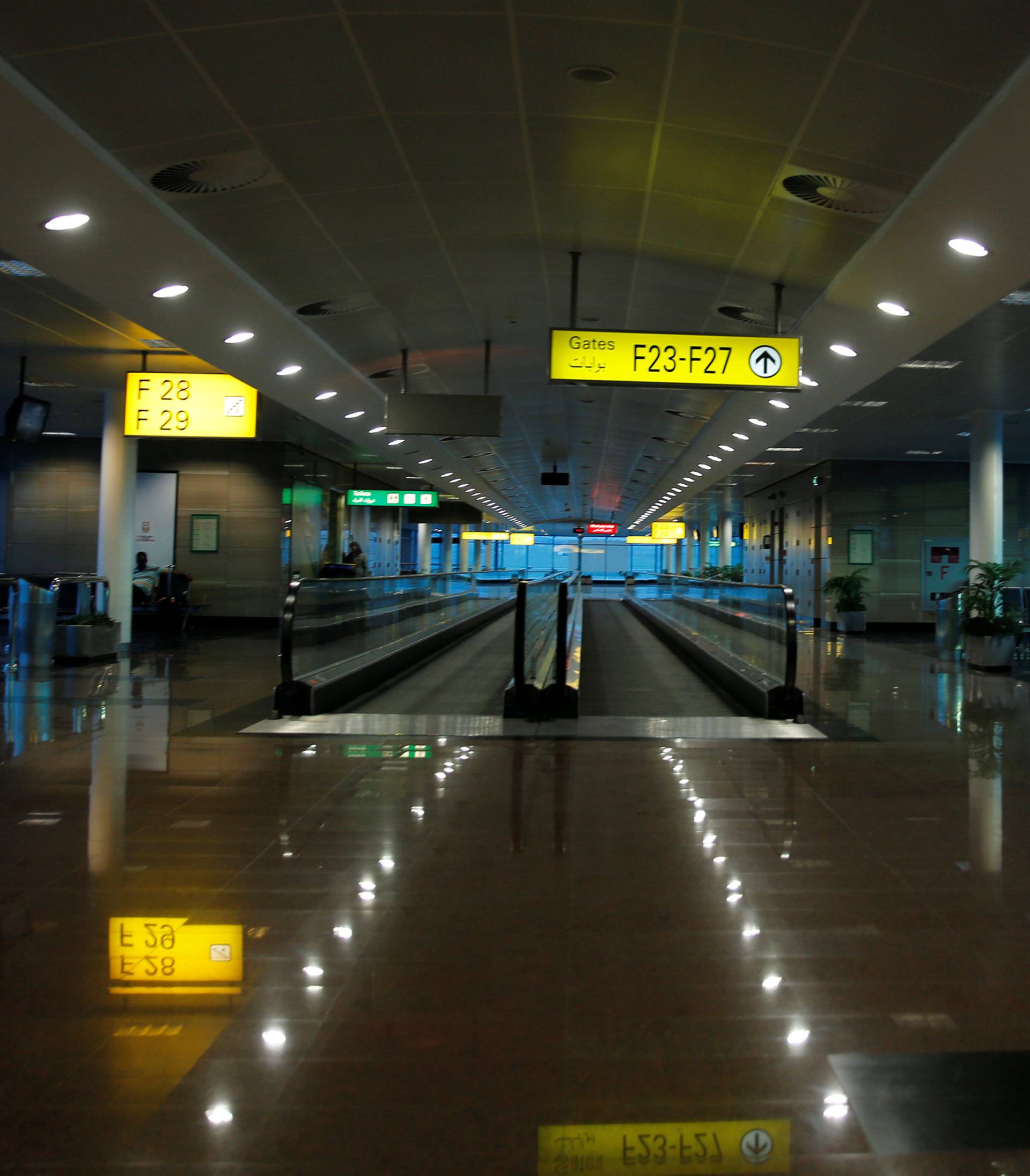 A member of airport security walks inside the Cairo International Airport