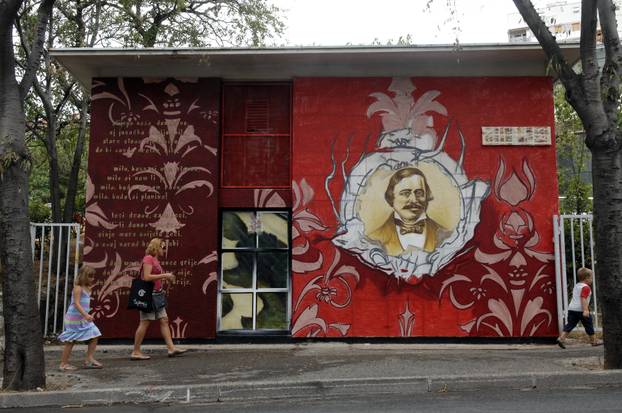 Rijeka: Mural s likom Antuna Mihanovi?a i tekstom himne na Sušaku
