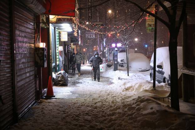 A snowstorm hits New York during the coronavirus disease (COVID-19) pandemic