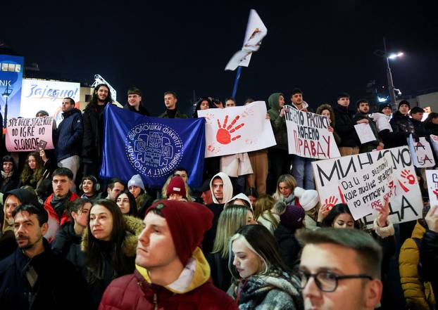 Anti-government protest following the Novi Sad railway station disaster, in Belgrade