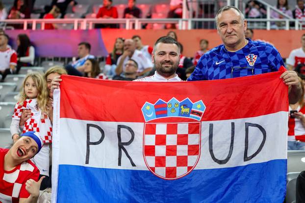 Zagreb: Navijači na susretu Hrvatske i Mađarske na IHF Svjetskom rukometnom prvenstvu 2025.