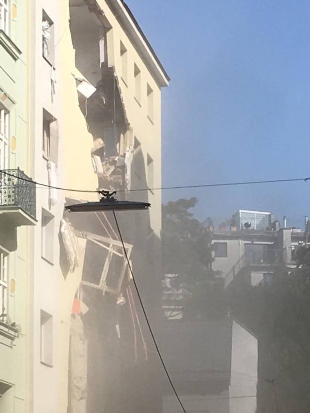 The aftermath of partial building collapse is pictured in Vienna