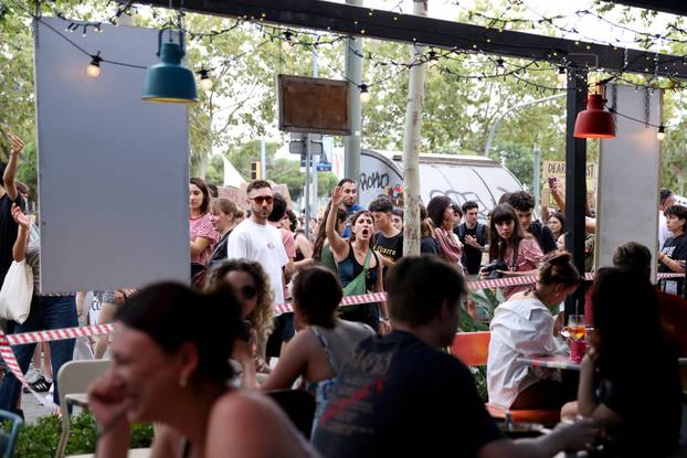 People protest against mass tourism in Barcelona