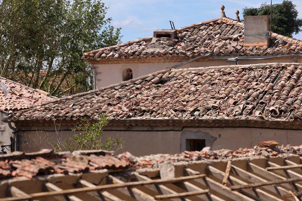 Aftermath of a tornado in Pomas in the Aude region of southern France