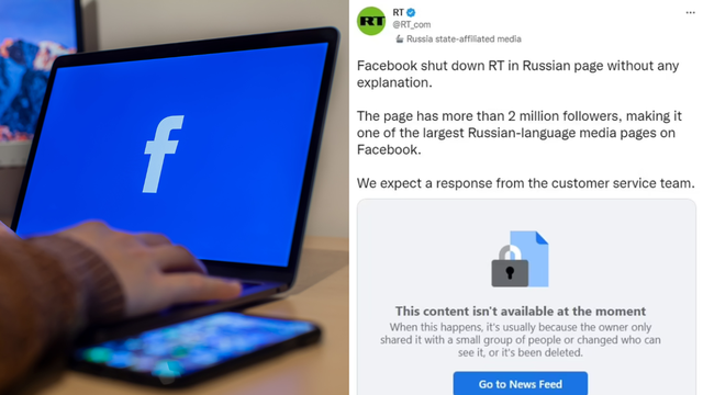 Facebook ugasio stranicu ruskog RT-a: 'Uklonili su nam stranicu bez ikakvog objašnjenja...'