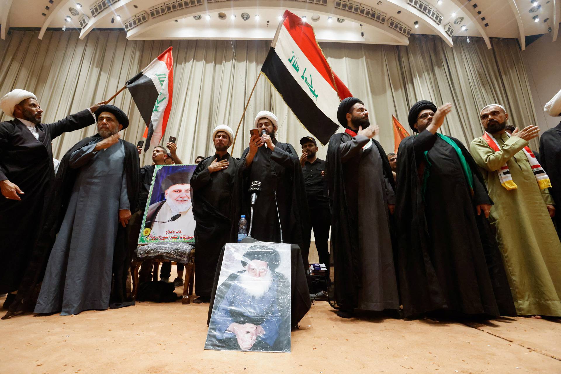 Supporters of Iraqi Shi'ite cleric Moqtada al-Sadr protest against corruption, in Baghdad