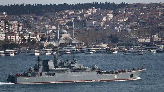 FILE PHOTO: Russian Navy's large landing ship Novocherkassk sets sail in Bosphorus