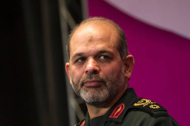 FILE PHOTO: Iranian Defense Minister Vahidi looks on as he attends the 24th Khwarizmi International Award at the Iran's state television conference centre in northern Tehran