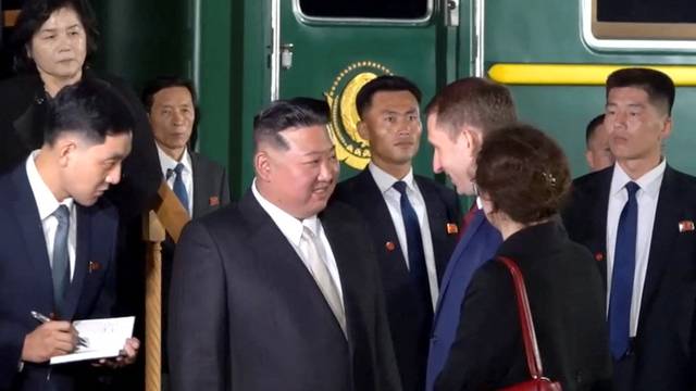 First views of North Korea's Kim disembarking from train in Russia