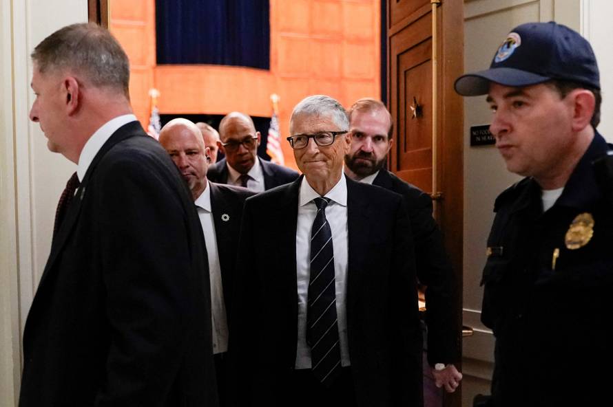 Bill Gates departs following a closed door interview before the House Oversight Committee investigating Jeffrey Epstein, in Washington
