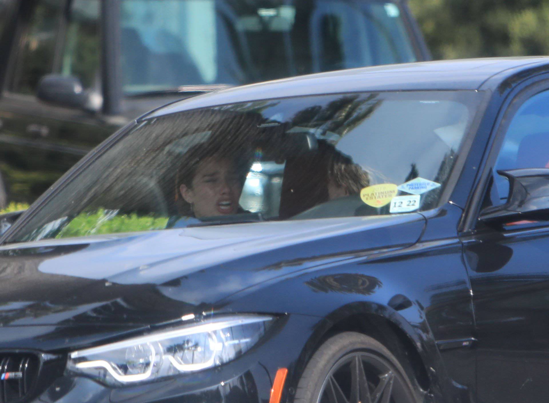 *PREMIUM EXCLUSIVE NO WEB UNTIL 1100AM BST 22ND APRIL* Brooklyn Beckham and Hana Cross getting in an argument while sitting in the car in Beverly Hills