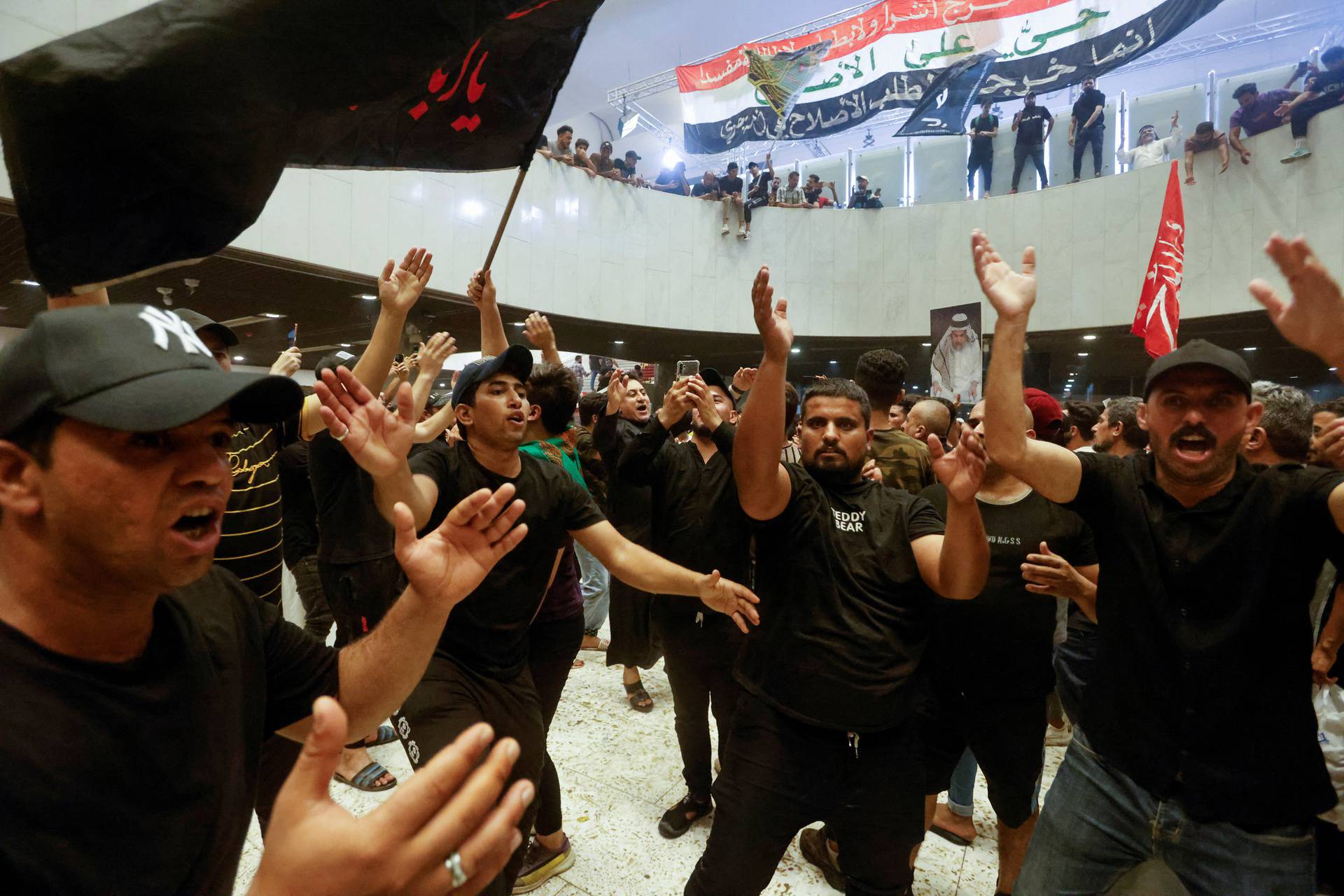 Supporters of Iraqi Shi'ite cleric Moqtada al-Sadr protest against corruption, in Baghdad