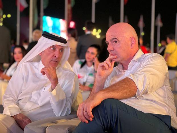 FIFA World Cup Qatar 2022 - FIFA president Gianni Infantino with fans at the Passenger Overflow Area
