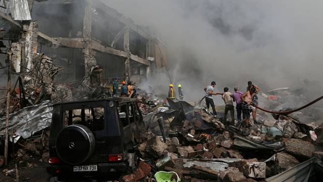 Aftermath of explosion in a shopping mall in Yerevan