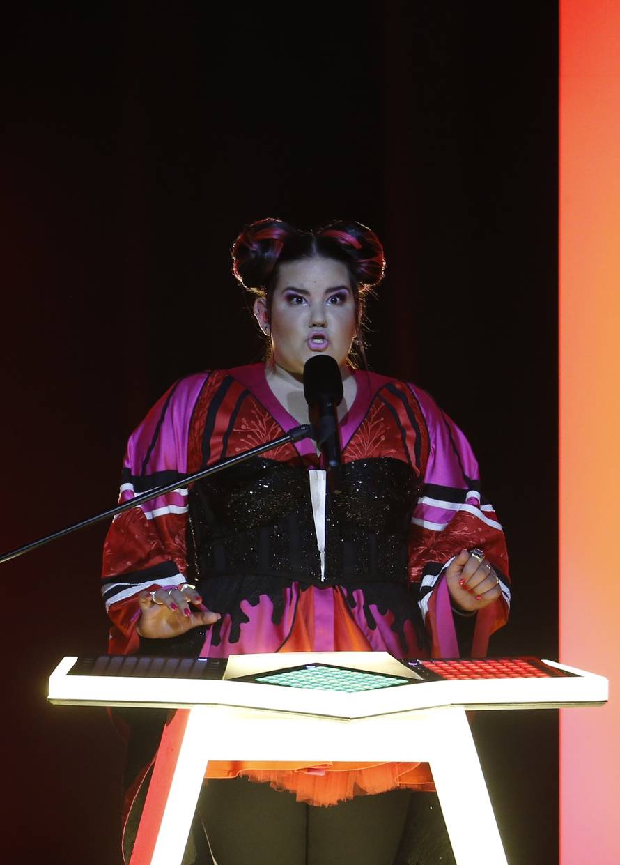 Israelâs Netta performs âToyâ during the Semi-Final 1 for Eurovision Song Contest 2018 in Lisbon