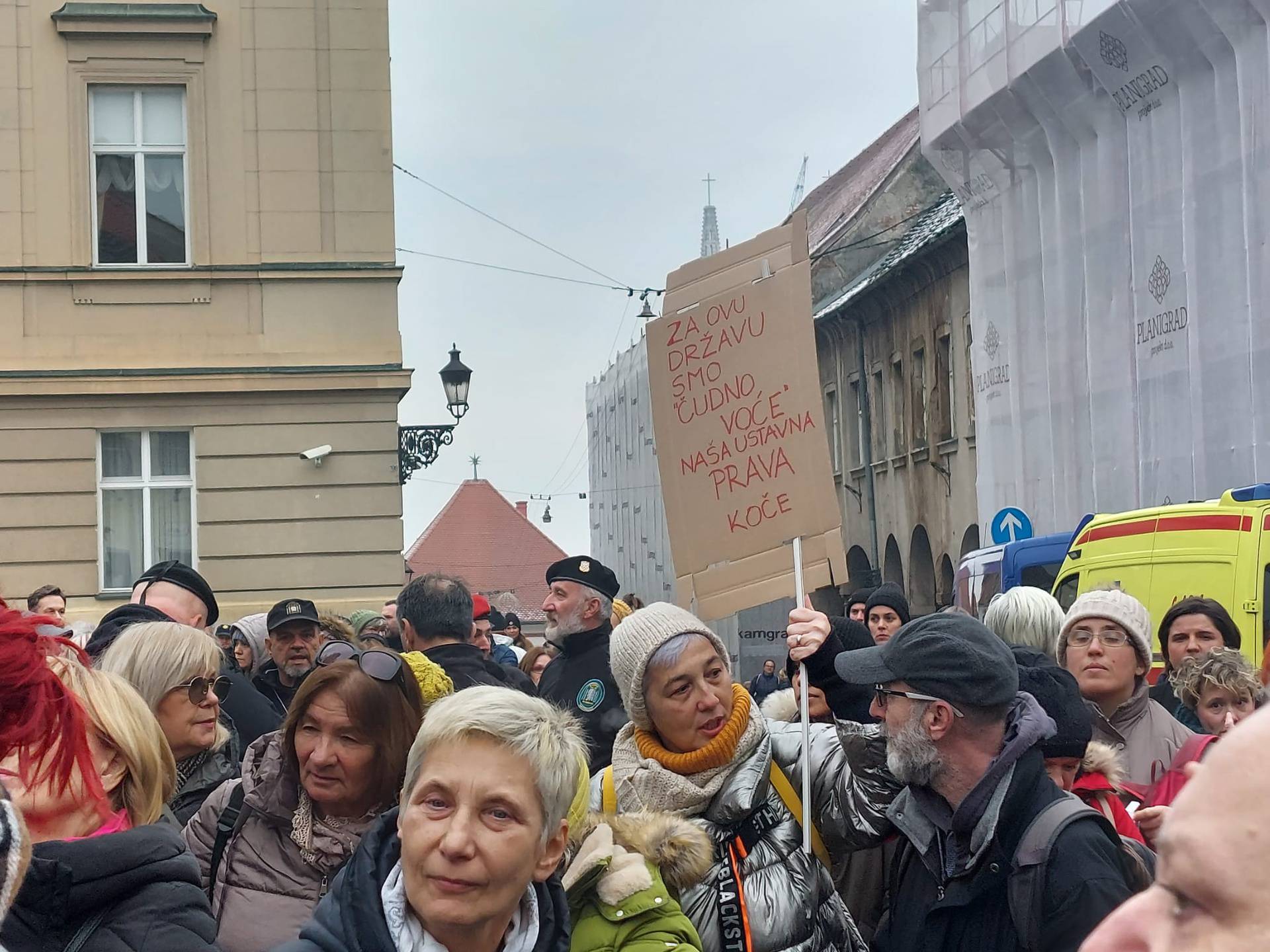 Incident na prosvjedu: Čovjek u kolicima pokušao probiti ogradu, policija ga zaustavila