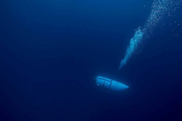 The Titan submersible operated by OceanGate Expeditions dives in an undated photograph