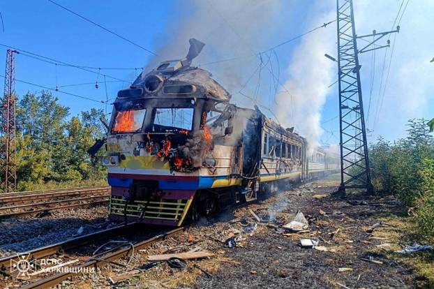 Aftermath of a Russian drone attack in Kharkiv region