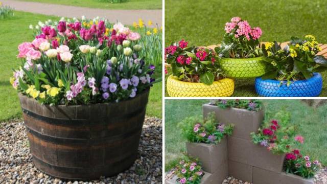 Zanimljiv i unikatan vrt: Posude za cvijeće napravite od starih guma, plastičnih boca ili bačvi