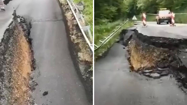 Nakon obilnih kiša urušila se važna cesta nedaleko Požege