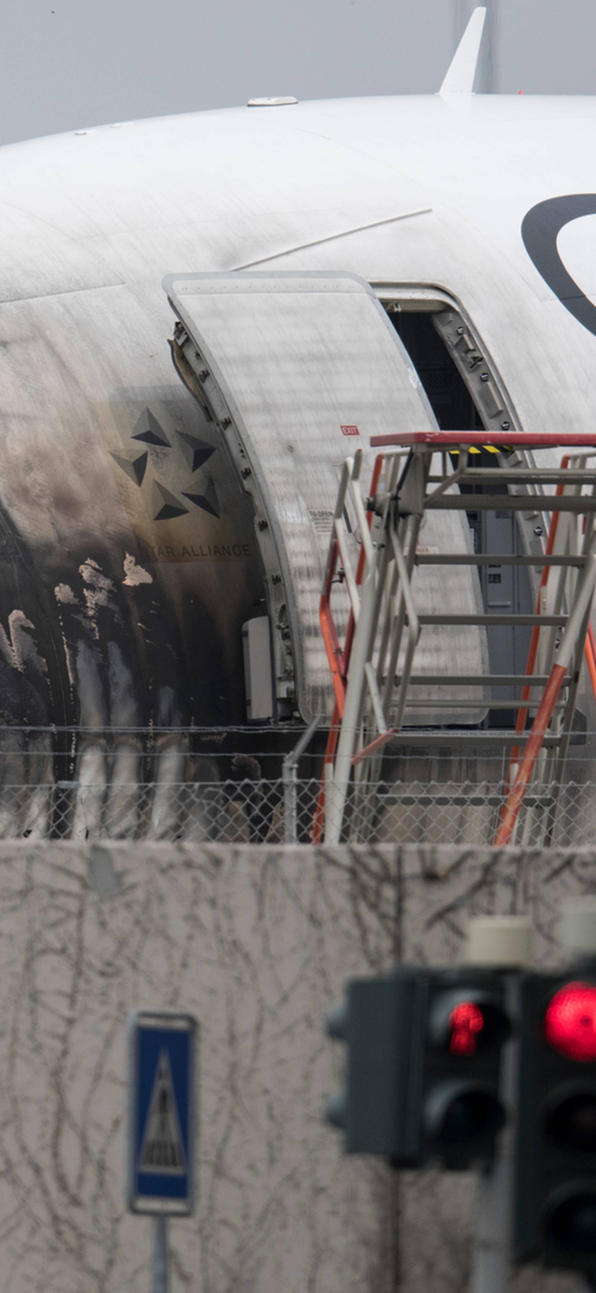 Airplane damaged by fire