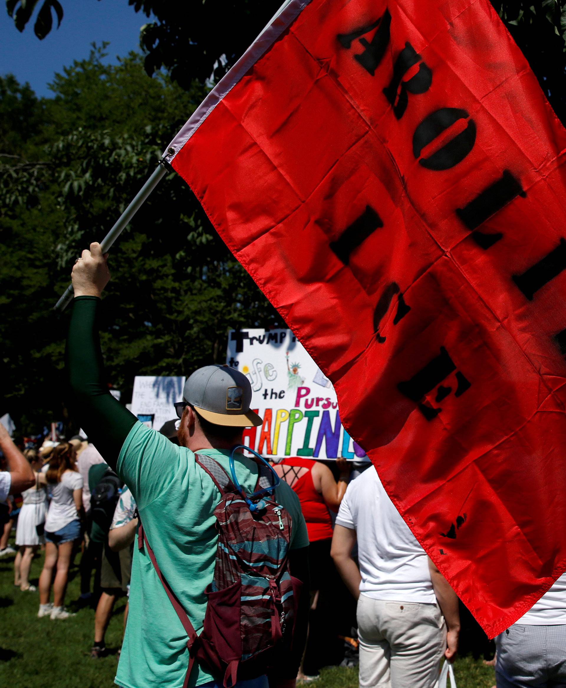 Immigration activists rally to protest against the Trump Administration's immigration policy outside the White House  in Washington