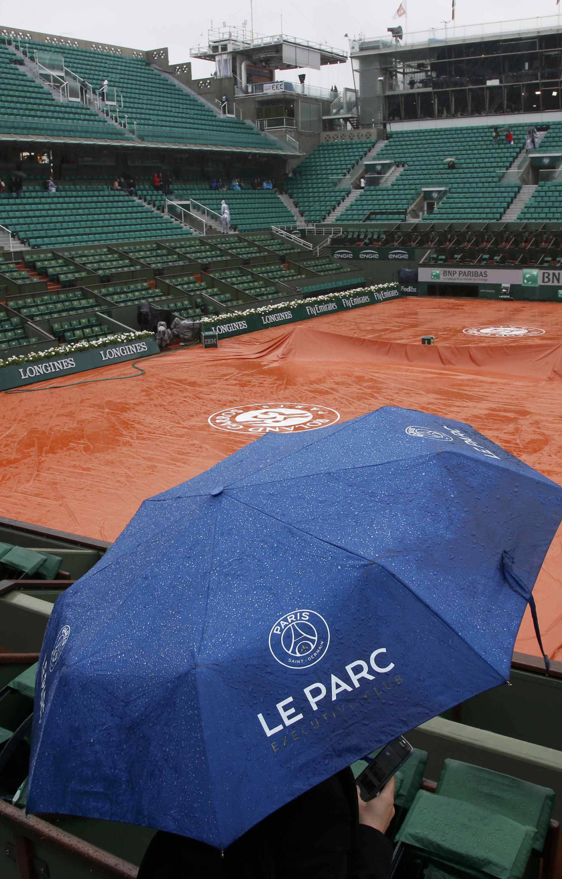 Tennis - French Open - Roland Garros - Play halted due to rain