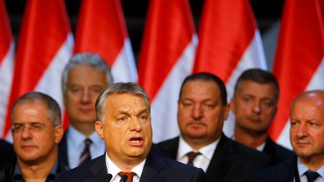 Hungarian Prime Minister Viktor Orban delivers a speech after a referendum on European Union's migrant quotas in Budapest