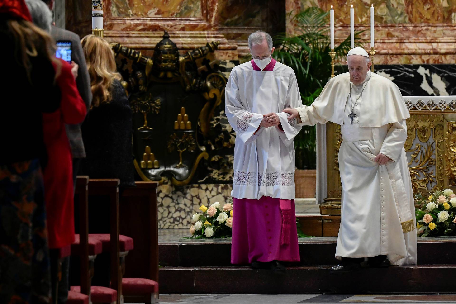 Pope Francis leaves after delivering his Urbi et Orbi blessing, at the Vatican