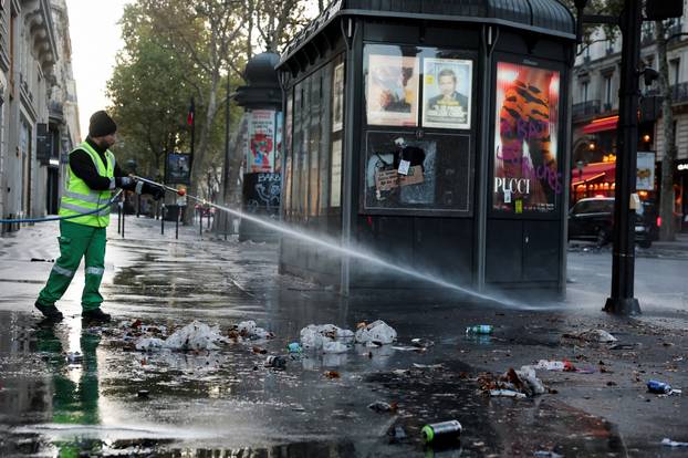 Aftermath of clashes during a national day of protests against the cost of living and rising fuel prices, in Paris