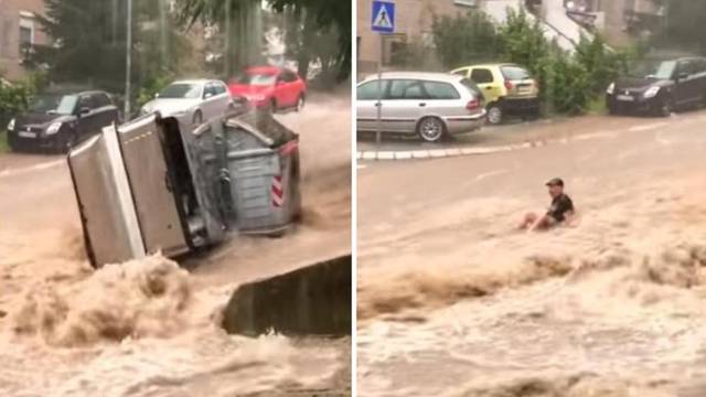 Bujica nosila čovjeka niz ulicu: 'To nikad u životu nisam vidio'