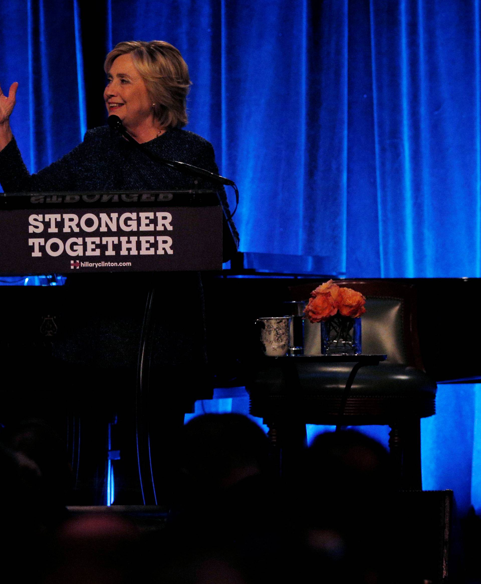 U.S. Democratic presidential candidate Hillary Clinton speaks at a LBGT for Hillary Gala at Cipriani in New York